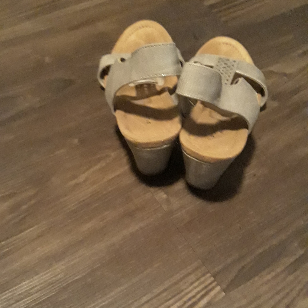 Silver wedge heels